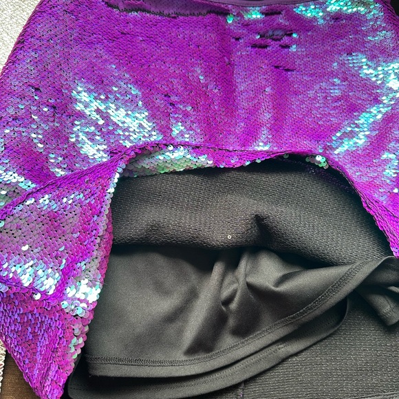 Wild Fable Flip Purple Blue Sequence MiniSkirt With blue green black Purse Sz XS - Picture 12 of 16